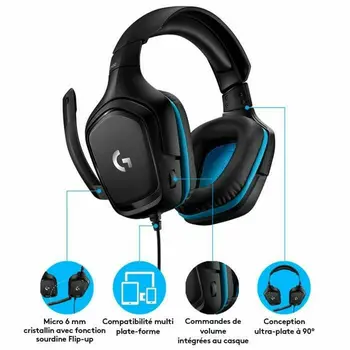 Gaming Headset with Microphone Logitech 981-000770 Blue Black