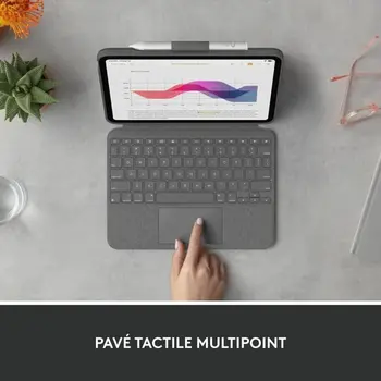 Bluetooth Keyboard with Support for Tablet Logitech Combo Touch Grey French AZERTY