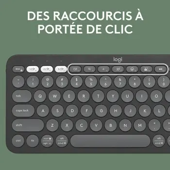 Bluetooth Keyboard with Support for Tablet Logitech K380 French Grey Graphite Dark grey AZERTY