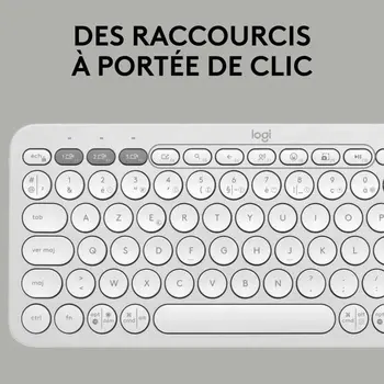 Bluetooth Keyboard with Support for Tablet Logitech K380 French White AZERTY