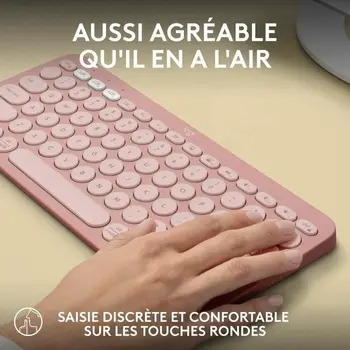 Bluetooth Keyboard with Support for Tablet Logitech K380 French Pink AZERTY