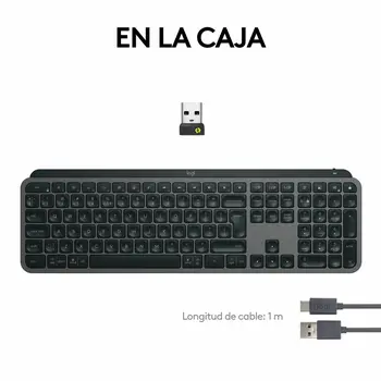 Wireless Keyboard Logitech MX Keys S Spanish Qwerty Graphite Steel