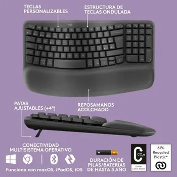 Keyboard Logitech 920-012296 Graphite Spanish QWERTY