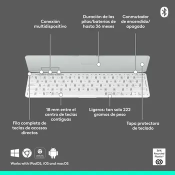 Keyboard Logitech 920-012974 White Grey QWERTY