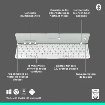 Keyboard Logitech 920-012974 White Grey QWERTY