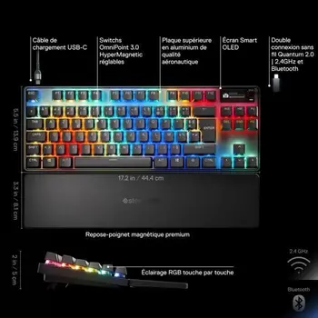 Bluetooth Keyboard SteelSeries apex pro tkl wl gen 3 Black Azerty French