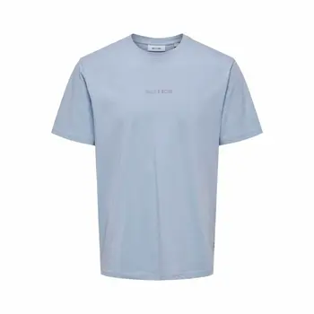 Men’s Short Sleeve T-Shirt Only & Sons Onslevi Life Reg Text Eventide Indigo