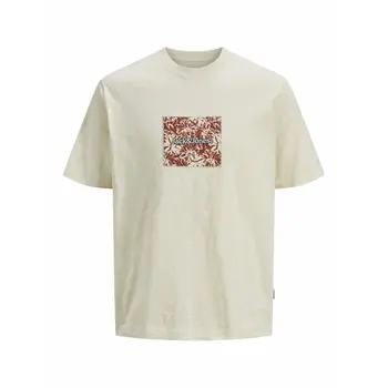Men’s Short Sleeve T-Shirt Jack & Jones JORSPLIT AOP BRANDING TEE 12272993 Beige