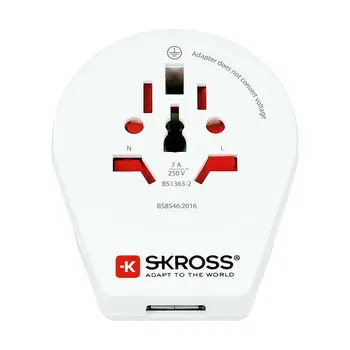 Current Adaptor Skross 1500267 United Kingdom International 1 x USB