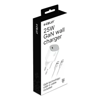 USB Cable Celly UPTC1USBC25WCTC White