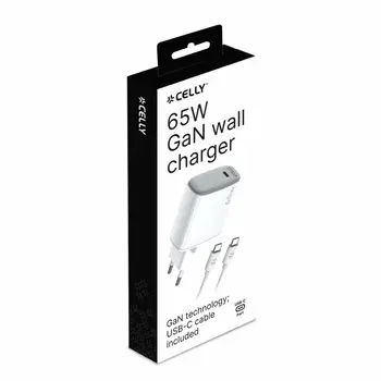 Wall Charger Celly UPTC1USBC65WCTC White