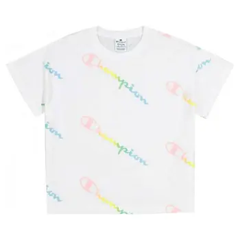 Men’s Short Sleeve T-Shirt Champion Crewneck Croptop Size L White