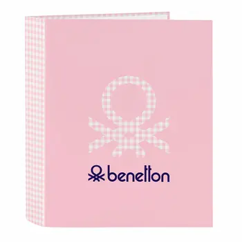 Ring binder Benetton Vichy Pink A4 27 x 33 x 6 cm