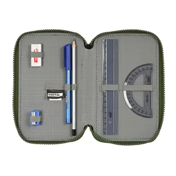 Triple Pencil Case Safta Dark forest Black Green 12.5 x 19.5 x 5.5 cm (36 Pieces)