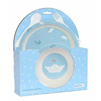 Children's dish set Safta Ship Blue 4 Pieces