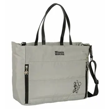 Bag with laptop pocket Minnie Mouse Teen Sand Grey 40 x 31 x 17 cm Padded