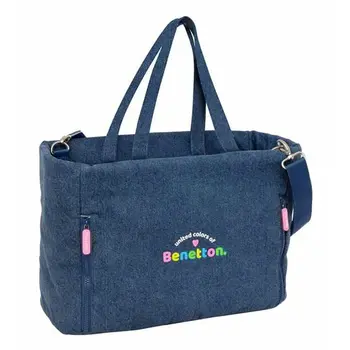Bag with laptop pocket Benetton Denim Blue 40 x 31 x 17 cm