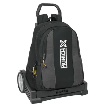 School Rucksack with Wheels Munich Topo Black 32 x 44 x 16 cm