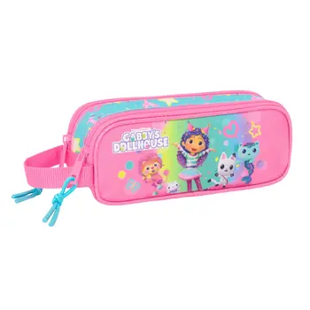 Double Carry-all Gabby's Dollhouse Confetti Pink Turquoise 21 x 8 x 6 cm