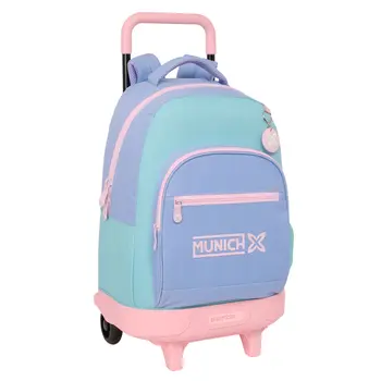 School Rucksack with Wheels Munich Mellow Blue Pink Sky blue 33 x 45 x 22 cm