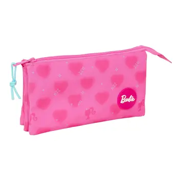 Triple Carry-all Barbie Corazones Pink 22 x 12 x 3 cm