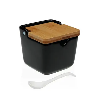 Sugar Bowl Versa Black Ceramic 8,8 x 8,5 x 8,8 cm