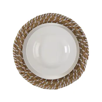Table Mat Versa White Textile Water hyacinth 38 cm