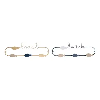 Wall mounted coat hanger DKD Home Decor Beach Metal MDF Wood (2 pcs)