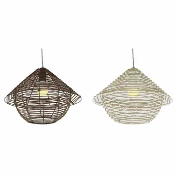Ceiling Light DKD Home Decor White Brown Black Natural Metal Rope Plastic 50 W 220 V Urban 38 x 38 x 27 cm (2 Units)