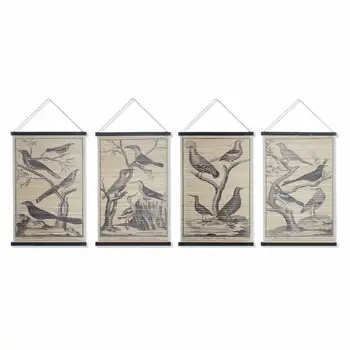 Canvas DKD Home Decor Birds 60 x 2 x 90 cm Cottage (4 Pieces)