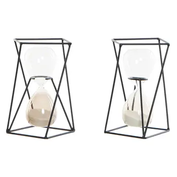 Hourglass DKD Home Decor Black Amber Terracotta 14 x 14 x 19 cm