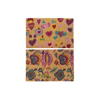 Doormat DKD Home Decor Rubber Multicolour 2 Units Coconut Fibre (60 x 40 x 1,5 cm)