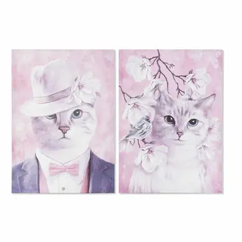 Painting DKD Home Decor Cat (50 x 1,8 x 70 cm) (2 Units)