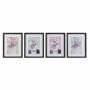 Painting DKD Home Decor Cats (35 x 2,5 x 45 cm) (35 x 2 x 45 cm) (4 Units)