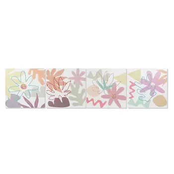 Canvas DKD Home Decor Flowers (60 x 1,8 x 60 cm) (4 Units)