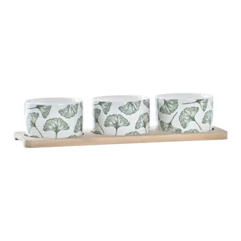 Appetizer Set DKD Home Decor Bamboo Stoneware Sheets 3 Pieces 4 Pieces 28 x 9,7 x 1,5 cm