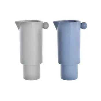 Vase DKD Home Decor Porcelain Grey Blue (16 x 11 x 30 cm) (2 Units)