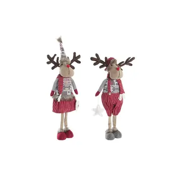 Decorative Figure DKD Home Decor Christmas Reindeer Polyester (20 x 10 x 58 cm) (2 Units)