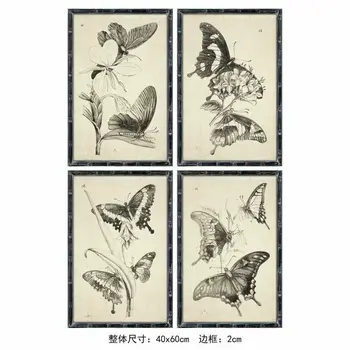 Painting DKD Home Decor 40 x 2,8 x 60 cm 40 x 60 x 2.8 cm Butterflies Cottage (4 Pieces)