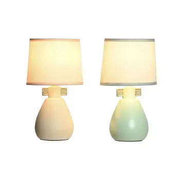 Desk lamp DKD Home Decor Cloth Polyester Green Cream Stoneware 220 V 40 W (2 Units) (16 x 16 x 27 cm)