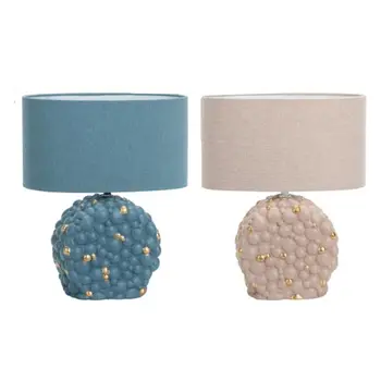 Desk lamp DKD Home Decor Blue Golden Brown Cloth Polyester Stoneware 220 V 50 W (24 x 15 x 34 cm) (2 Units)