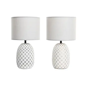 Desk lamp DKD Home Decor Copper White Stoneware 220 V 40 W (24 x 24 x 40 cm) (2 Units)