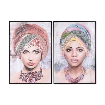 Painting DKD Home Decor Colonial African Woman 80 x 3,5 x 120 cm (2 Units)