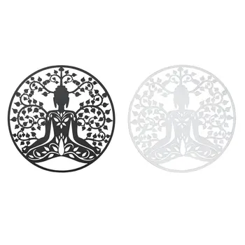 Wall Decoration DKD Home Decor 100 x 1 x 100 cm Black Buddha White Oriental (2 Units)