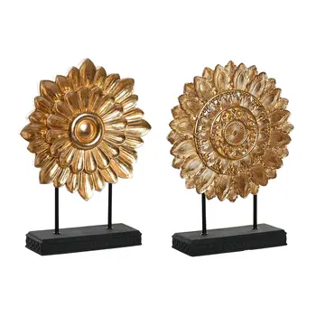 Decorative Figure DKD Home Decor 25 x 8 x 34 cm Black Golden Modern Circles (2 Units)