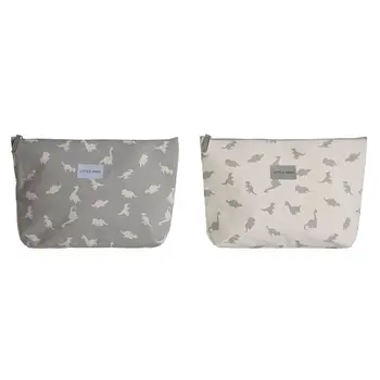 Travel Vanity Case DKD Home Decor White Grey Cotton 33 x 8 x 21 cm (2 Units)
