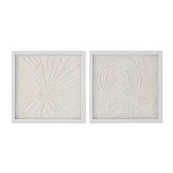 Painting Home ESPRIT White Natural Scandinavian 35 x 2 x 35 cm