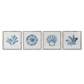 Painting Home ESPRIT Coral Mediterranean 50 x 2,5 x 50 cm (4 Units)