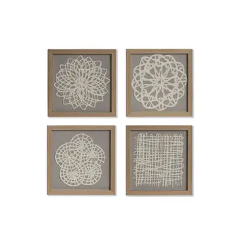 Set of 4 pictures Home ESPRIT Modern 22 x 2 x 22 cm (4 Pieces)