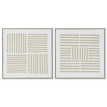 Painting Home ESPRIT White Beige Scandinavian 83 x 4,5 x 83 cm (2 Units)